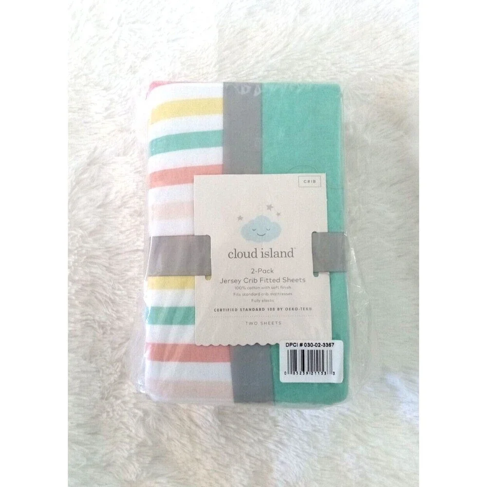 Cloud Island 2pk Jersey Crib Fitted Sheets (Standard Crib Mattress) NEW!!!